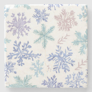 Porta-copo De Pedra Flocos de neve de inverno pastéis