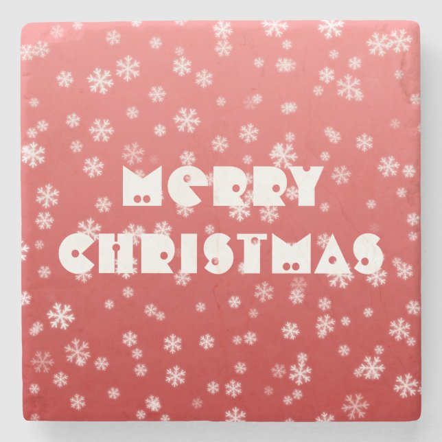 Porta-copo De Pedra Flocos de neve de Natal (Frente)