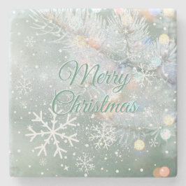 Porta-copo De Pedra Flocos de neve de Natal Verde