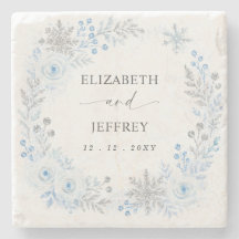 Flocos de Neve Florais Casamento de Inverno Azul P