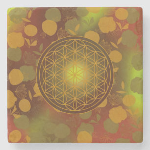 Porta-copo De Pedra flor da vida, chakra,zen,geométrico sagrado,