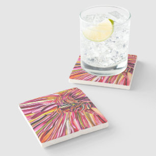 Porta-copo De Pedra Flor de aquarelas de crisântemos