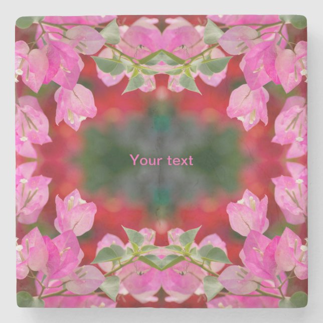 Porta-copo De Pedra flor de Bougainvillea rosa   (Frente)