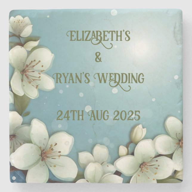 Porta-copo De Pedra Flor de cerejeira caprichosa com faíscas (Frente)