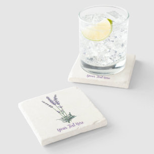 Porta-copo De Pedra Flor de Lavanda Vintage Personalizada