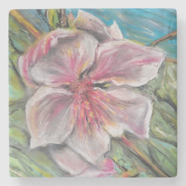 Porta-copo De Pedra Flor de pêssego