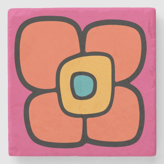 Porta-copo De Pedra Flor de Primavera Retro (Frente)