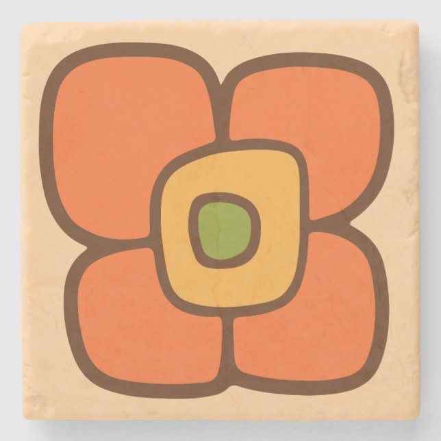 Porta-copo De Pedra Flor de Primavera Retrô (Frente)