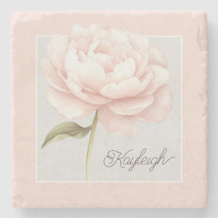 Porta-copo De Pedra Flor de Rosa Rosa Branca Bonita Personalizada