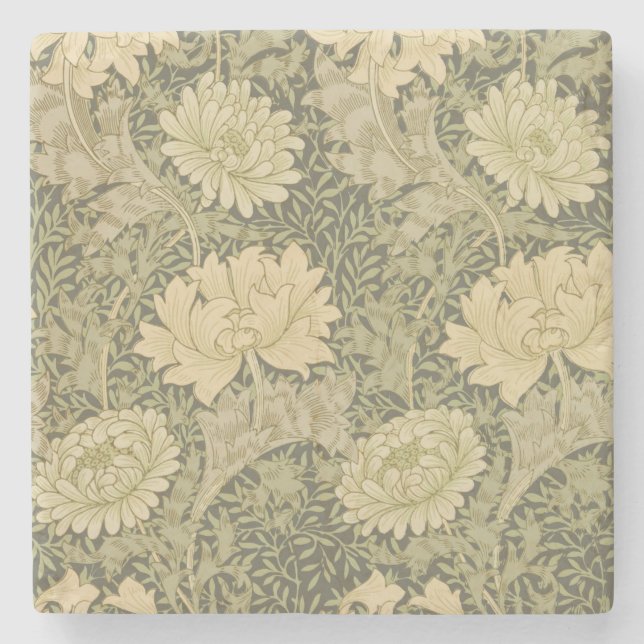 Porta-copo De Pedra Flor de Salvia Crisântemo William Morris (Frente)