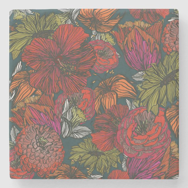 Porta-copo De Pedra Flor Medley (Frente)