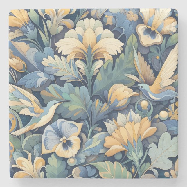 Porta-copo De Pedra Flor Morris art (Frente)