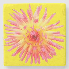 Porta-copo De Pedra Flor rosa e amarela