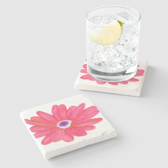 Porta-copo De Pedra Flor Vermelha Vibrante Rica (Lateral)