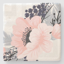 Porta-copo De Pedra Floral