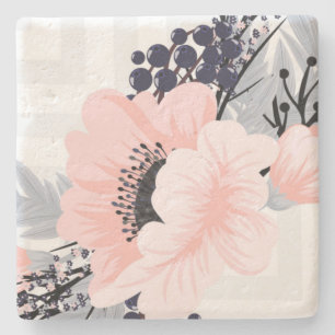 Porta-copo De Pedra Floral