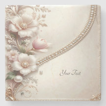 Floral and Pearl Embellishments Stone Coaster