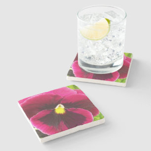 Porta-copo De Pedra Floral bonito Purple Pansy