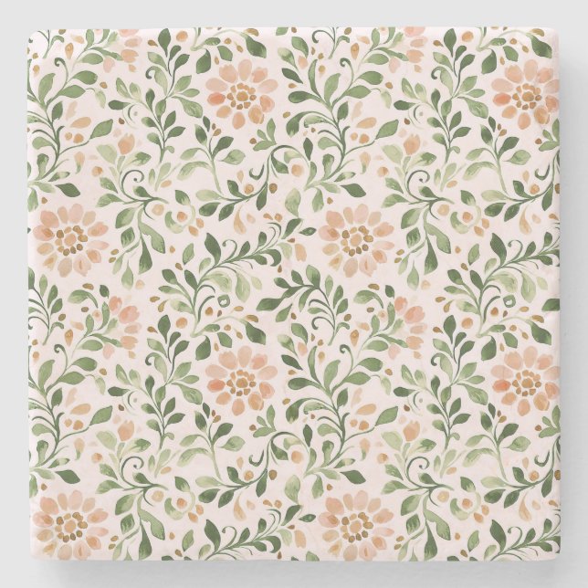 Porta-copo De Pedra Floral Chic Rosa (Frente)