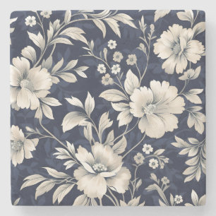 Porta-copo De Pedra Floral em Azul