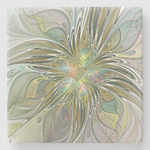 Porta-copo De Pedra Floral Fantasy Moderna Arte Fractal Flor Com Doura