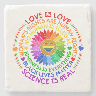 Porta-copo De Pedra Floral Rainbow Posição Política e Social