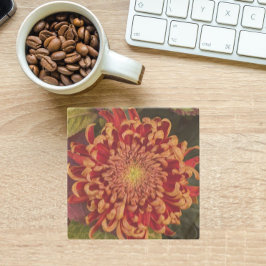 Porta-copo De Pedra Floral, vermelho e amarelo,