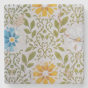 Porta-copo De Pedra Floral Vintage