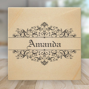 Porta-copo De Pedra Floral Vintage Personalizado