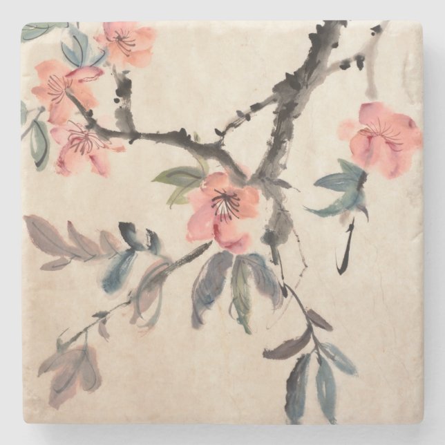 Porta-copo De Pedra Flores (Frente)