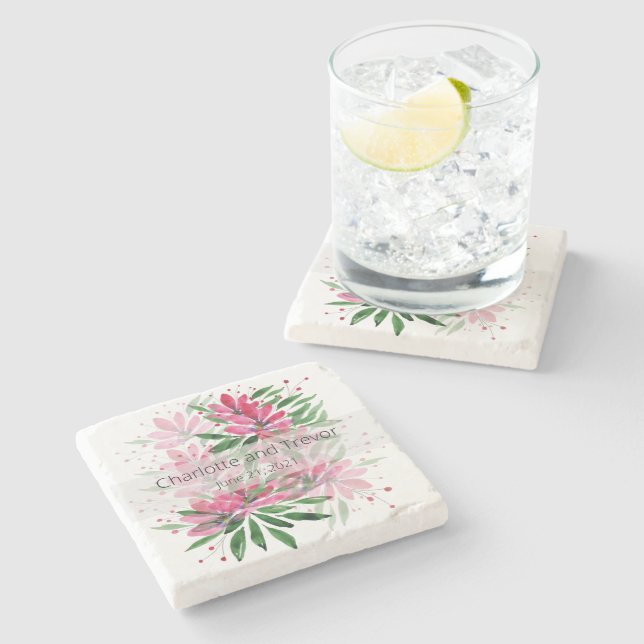 Porta-copo De Pedra Flores Bloom Arte Original (Lateral)