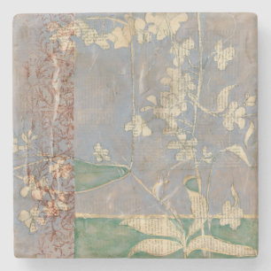 Porta-copo De Pedra Flores brancas em segundo plano