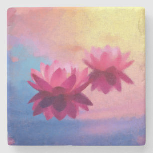 Porta-copo De Pedra Flores Coloridas de Abstrato Lotus