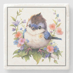 Porta-copo De Pedra Flores de aves de fada, cor de água Clipart-73610