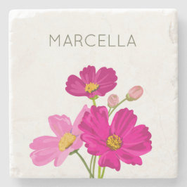 Porta-copo De Pedra Flores de Cosmos do Jardim Brilhante Coloridas Per