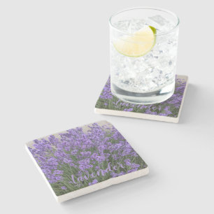 Porta-copo De Pedra Flores de Lavanda Roxa Floral