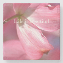 Porta-copo De Pedra Flores de madeira rosa