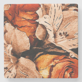 Porta-copo De Pedra Flores de outono