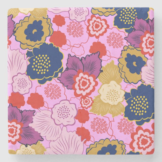 Porta-copo De Pedra Flores de primavera (Frente)