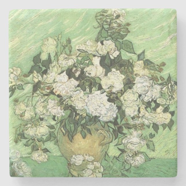 Porta-copo De Pedra Flores de Van Gogh em Vase (Frente)