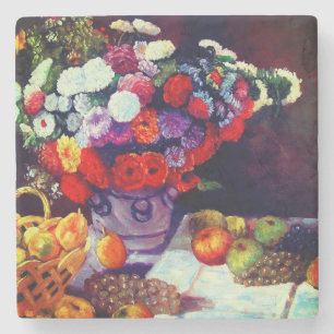Porta-copo De Pedra Flores Monet e Frutas