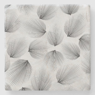 Porta-copo De Pedra Flores Negras abstrato: Legância das Cinzas.