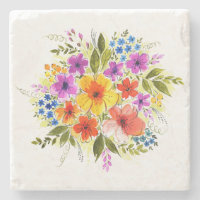 Flores pintadas à mão, vibrante buquê de aquarela.