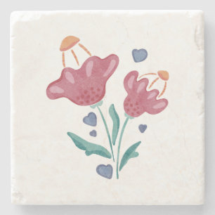 Porta-copo De Pedra Flores Psicodélicas Adoráveis