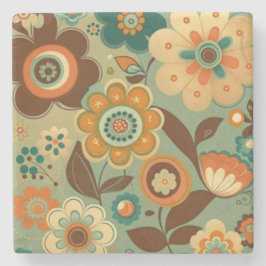 Porta-copo De Pedra Flores-retrô-safra