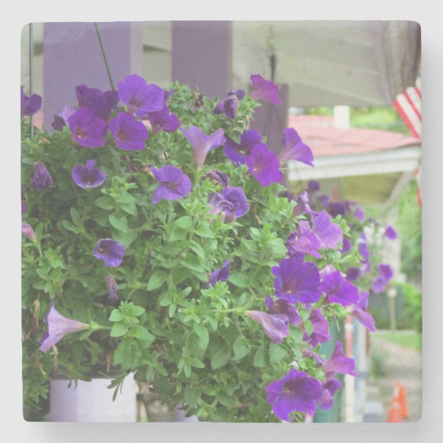 Porta-copo De Pedra Flores Roxas - Vinha de Martha (Frente)