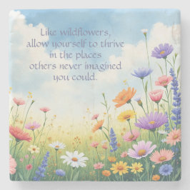 Porta-copo De Pedra Flores selvagens e citação