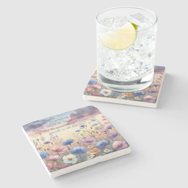 Porta-copo De Pedra Flores selvagens em Dusk & Quote (Lateral)