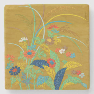 Porta-copo De Pedra Flores Silvestres Japonesas Antigas G.A. Audsley