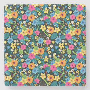 Porta-copo De Pedra Flores Vibrantes Ditsy Padrão Floral-43785